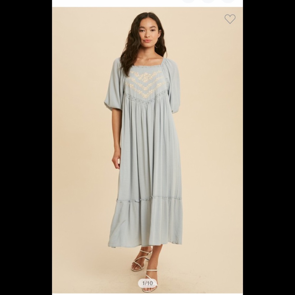New In Loom Lace Inset Embroidered Midi Dress